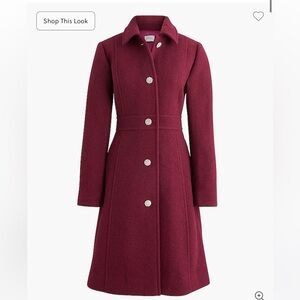 J. Crew Factory Burgundy Coat with Silver Buttons